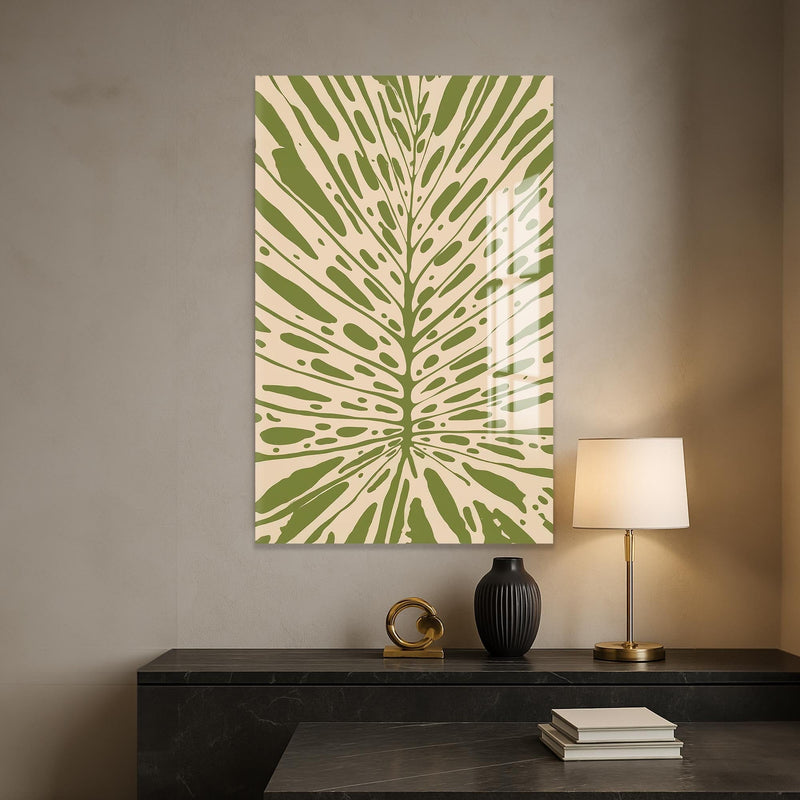 Artronauts Glass Print Olive Palm Veins– Bohemian Tempered Glass Wall Art