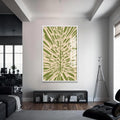 Artronauts Glass Print S | 72x46 cm | 28.3"x18.1" / White Olive Palm Veins– Bohemian Tempered Glass Wall Art