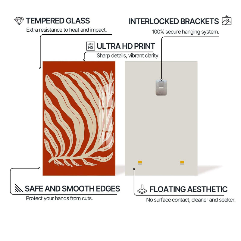 Artronauts Glass Print Rust Palm Flow– Bohemian Tempered Glass Wall Art