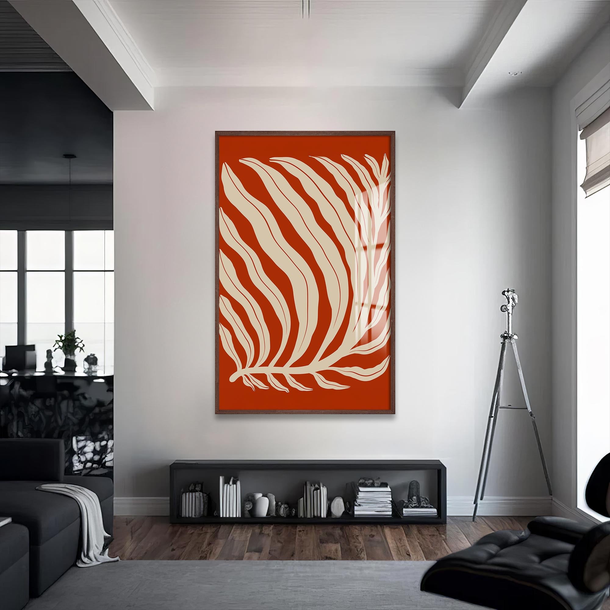 Artronauts Glass Print S | 72x46 cm | 28.3"x18.1" / Walnut Rust Palm Flow– Bohemian Tempered Glass Wall Art