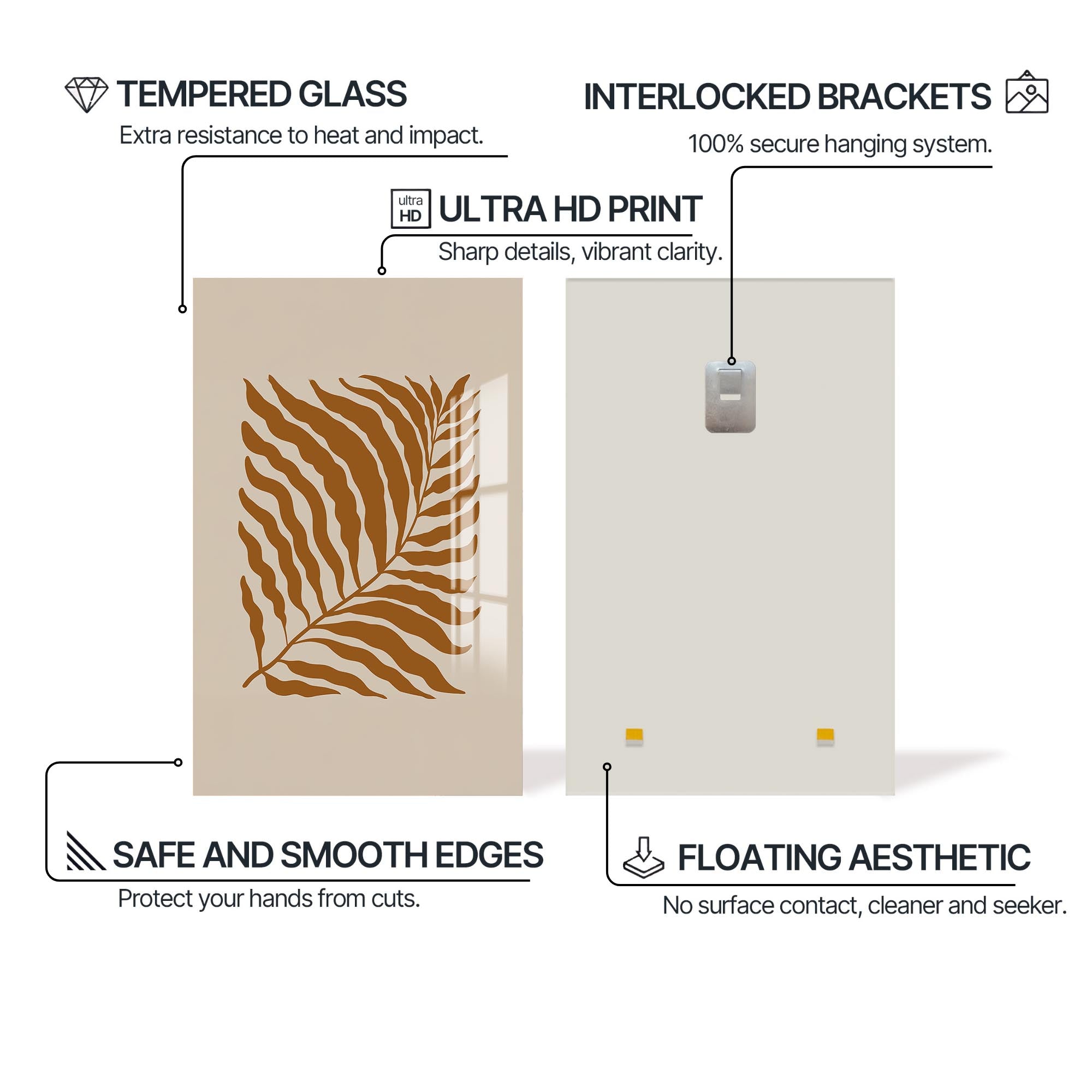 Artronauts Glass Print Sand Fern Silhouette– Bohemian Tempered Glass Wall Art