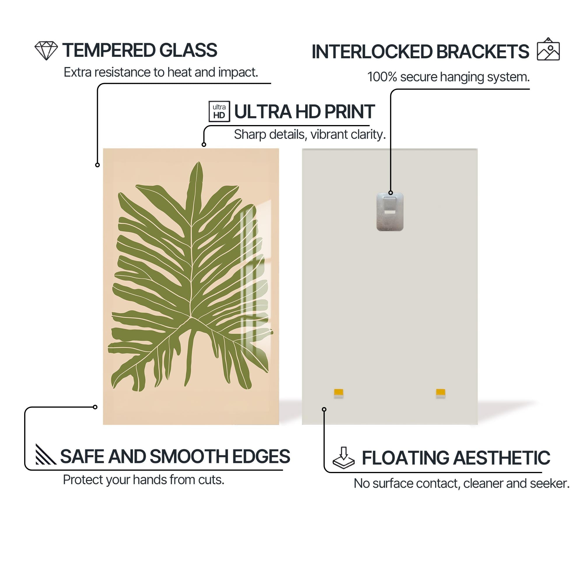 Artronauts Glass Print Green Fern Balance– Bohemian Tempered Glass Wall Art