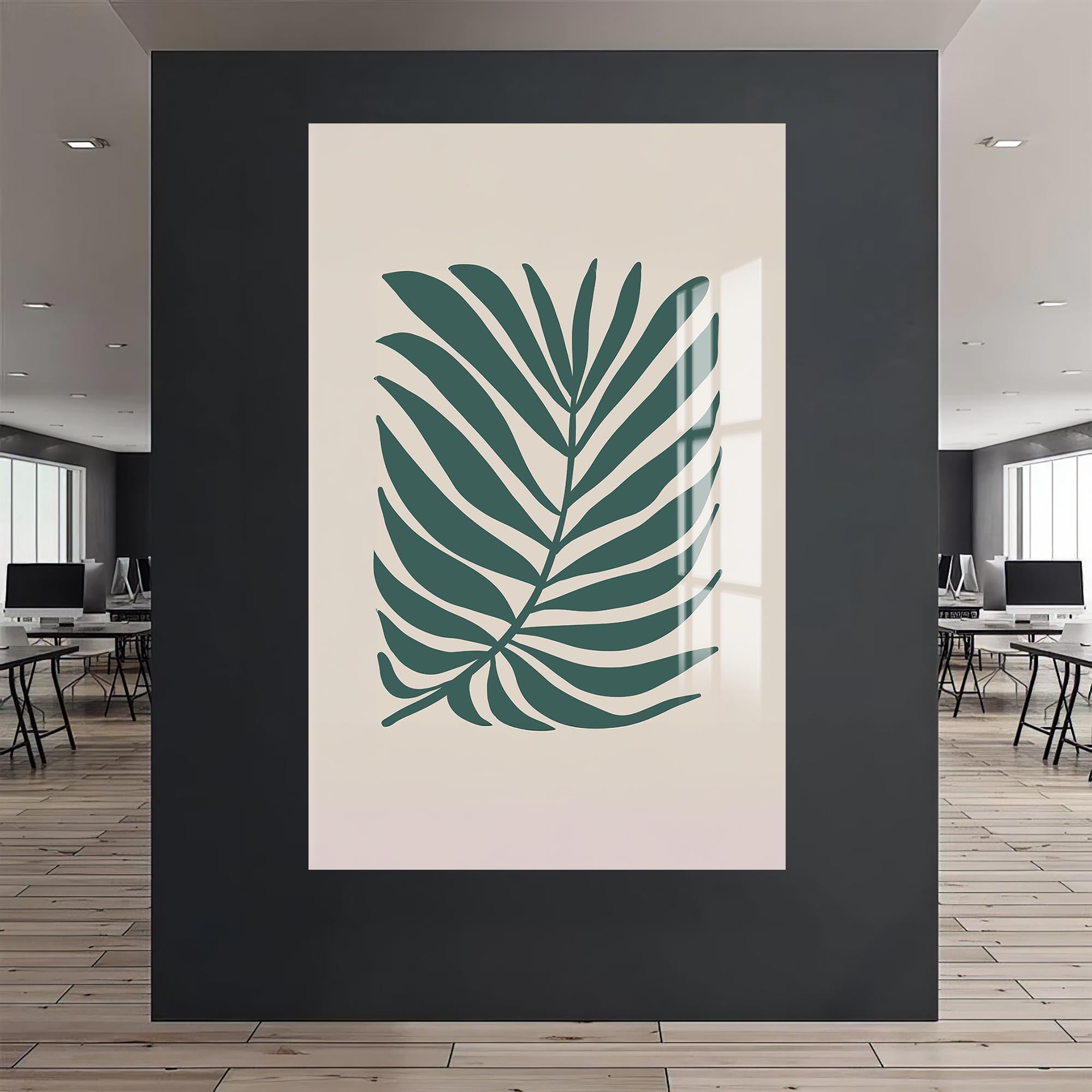 Teal Palm Grace– Bohemian Tempered Glass Wall Art
