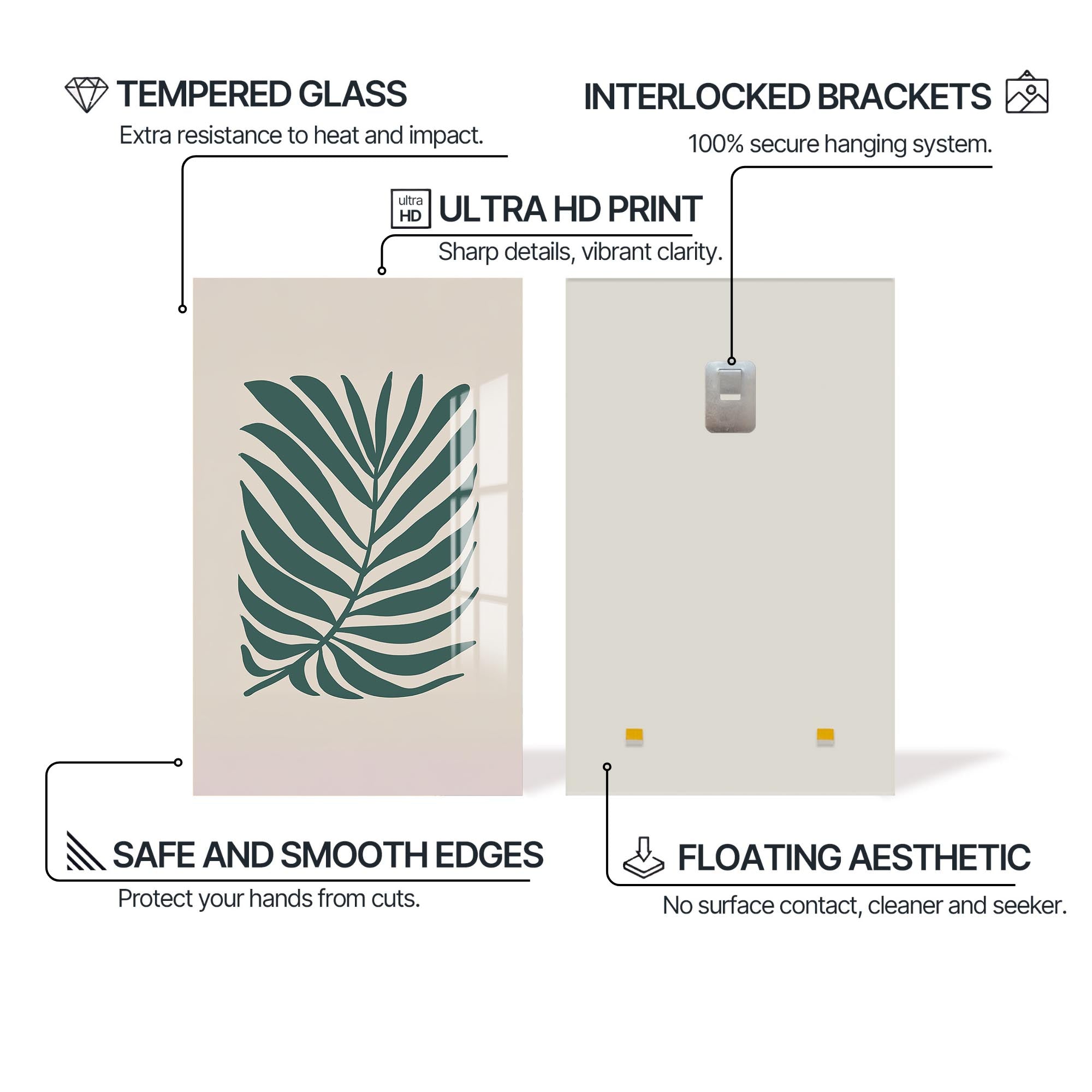 Teal Palm Grace– Bohemian Tempered Glass Wall Art