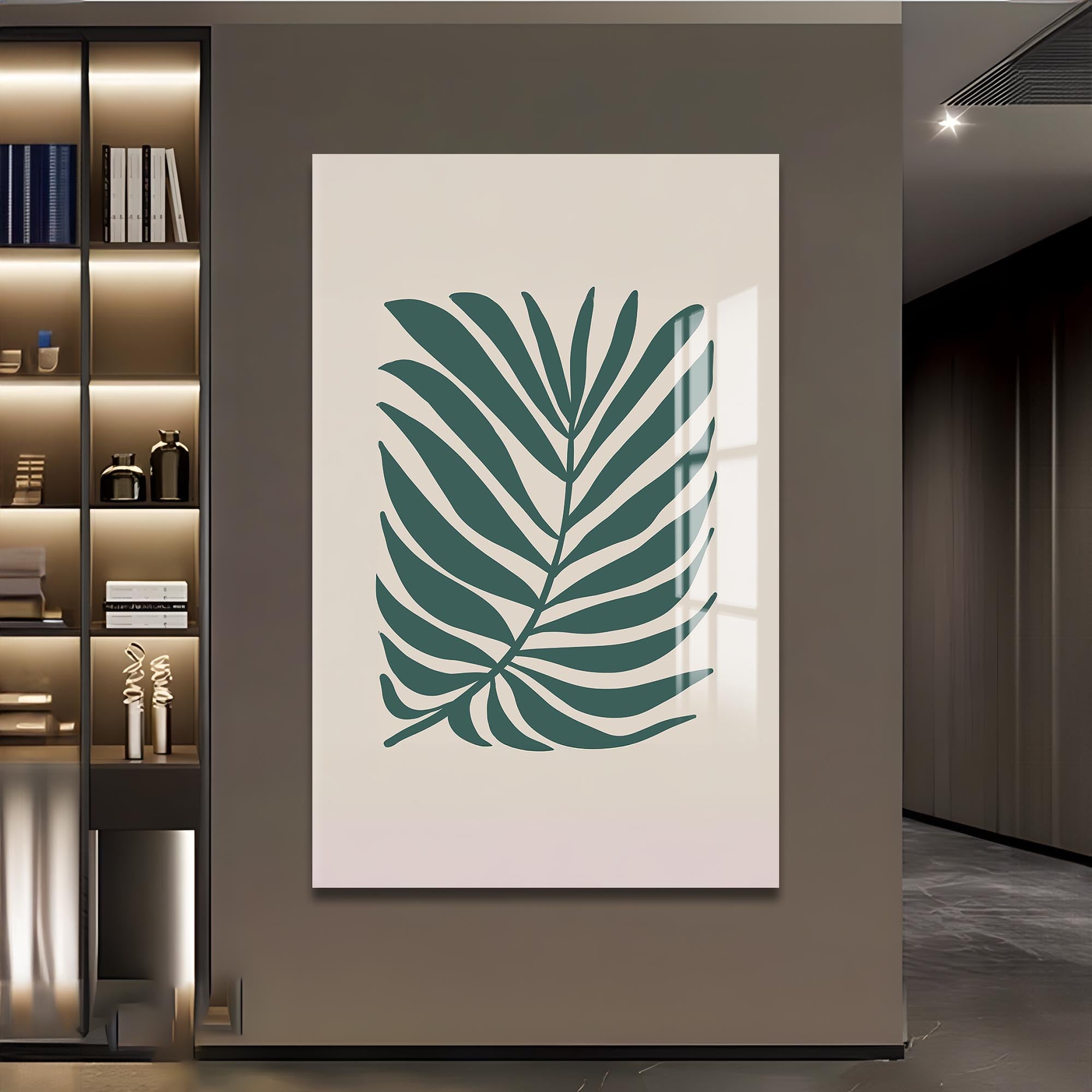 Teal Palm Grace– Bohemian Tempered Glass Wall Art