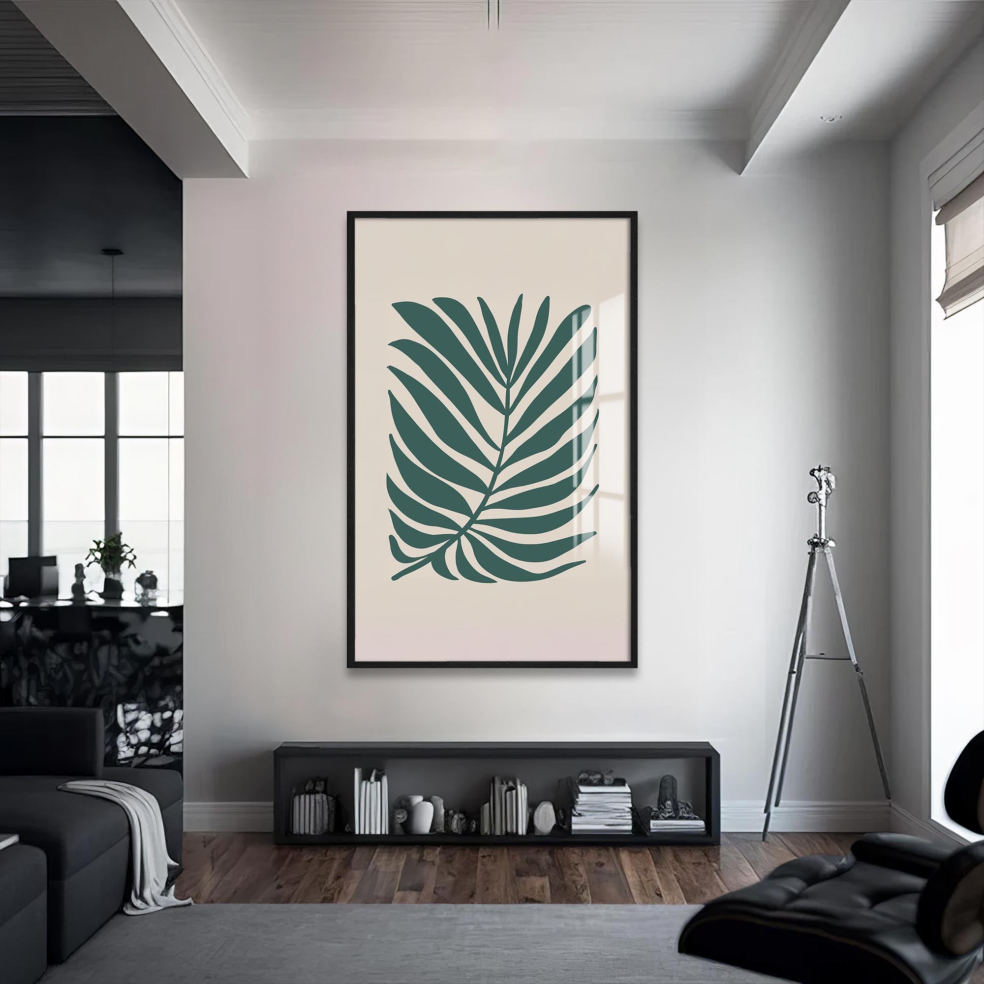 Teal Palm Grace– Bohemian Tempered Glass Wall Art