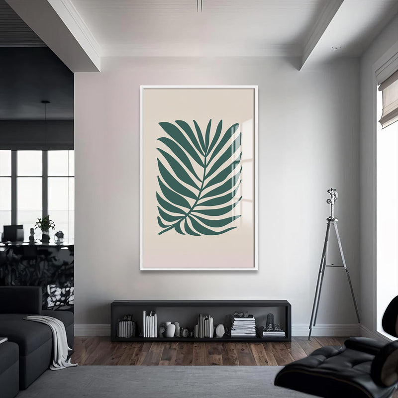 Artronauts Glass Print S | 72x46 cm | 28.3"x18.1" / White Teal Palm Grace– Bohemian Tempered Glass Wall Art
