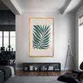 Artronauts Glass Print S | 72x46 cm | 28.3"x18.1" / Gold Teal Palm Grace– Bohemian Tempered Glass Wall Art