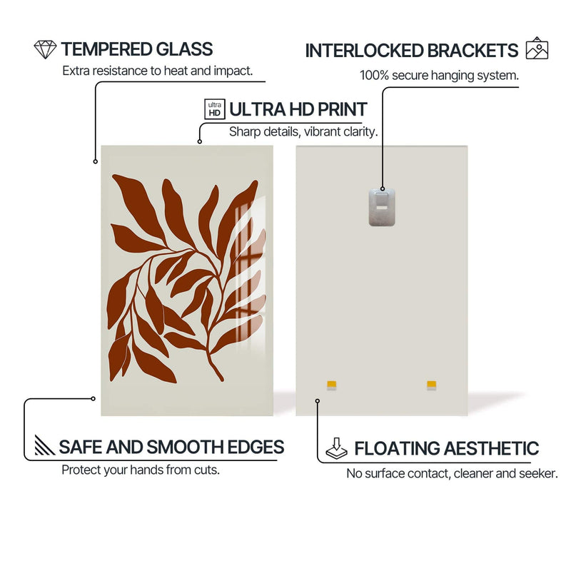 Artronauts Glass Print Terracotta Branches– Bohemian Tempered Glass Wall Art