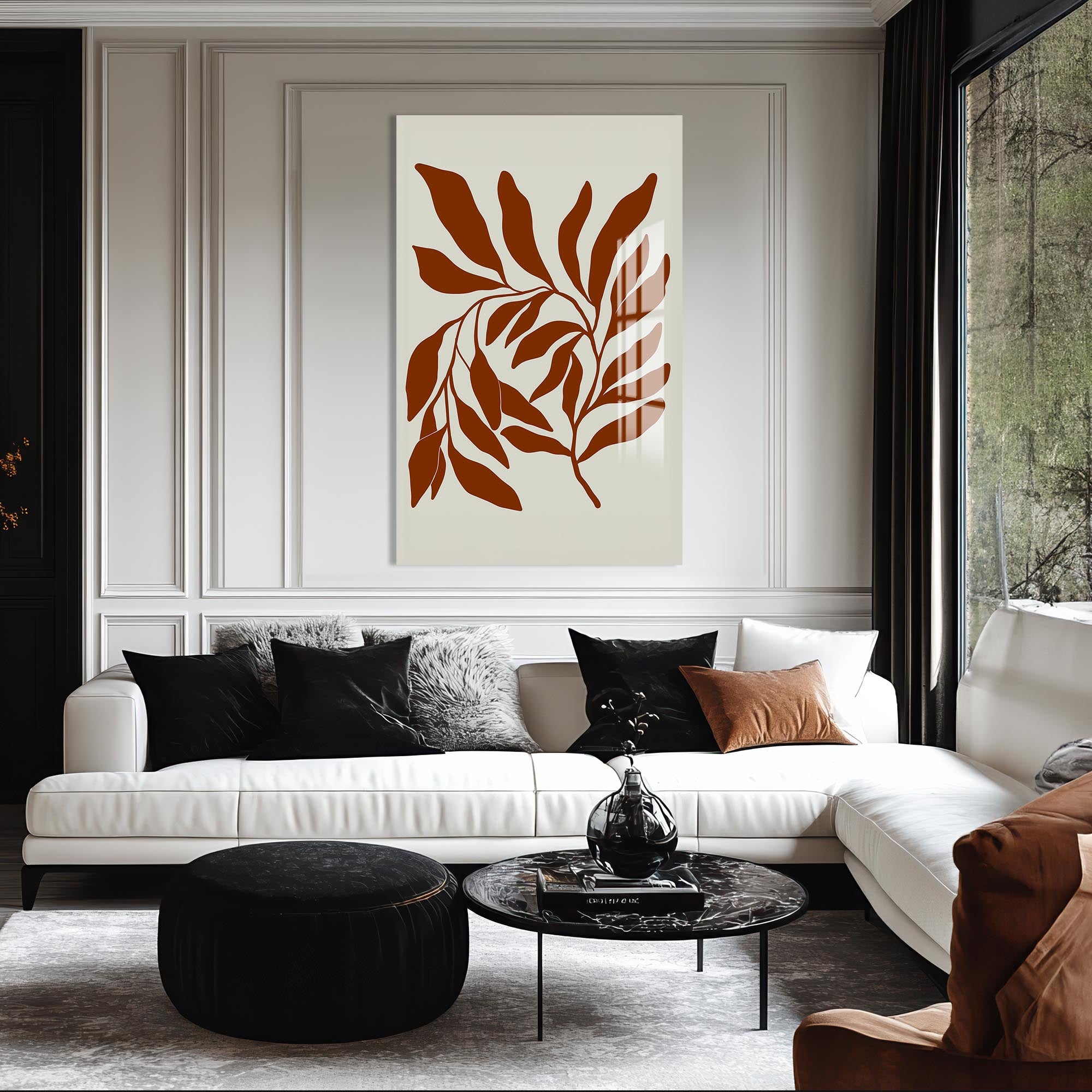 Terracotta Branches– Bohemian Tempered Glass Wall Art
