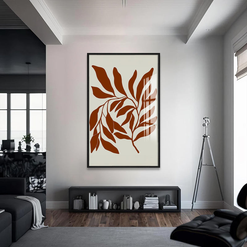 Artronauts Glass Print S | 72x46 cm | 28.3"x18.1" / Black Terracotta Branches– Bohemian Tempered Glass Wall Art