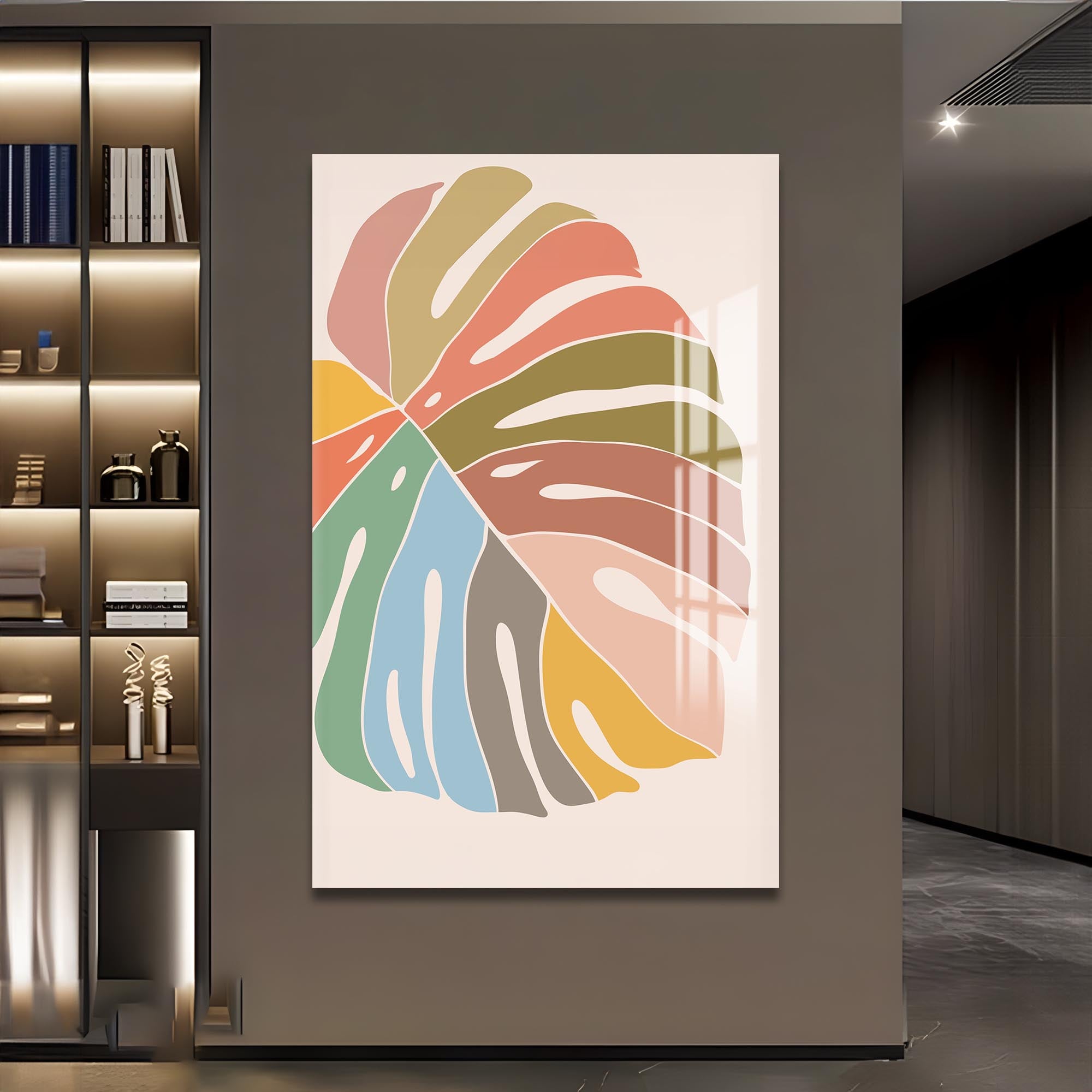 Artronauts Glass Print Multitone Monstera– Bohemian Tempered Glass Wall Art