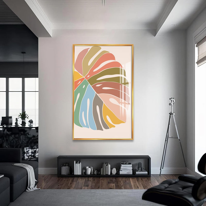 Artronauts Glass Print S | 72x46 cm | 28.3"x18.1" / Gold Multitone Monstera– Bohemian Tempered Glass Wall Art