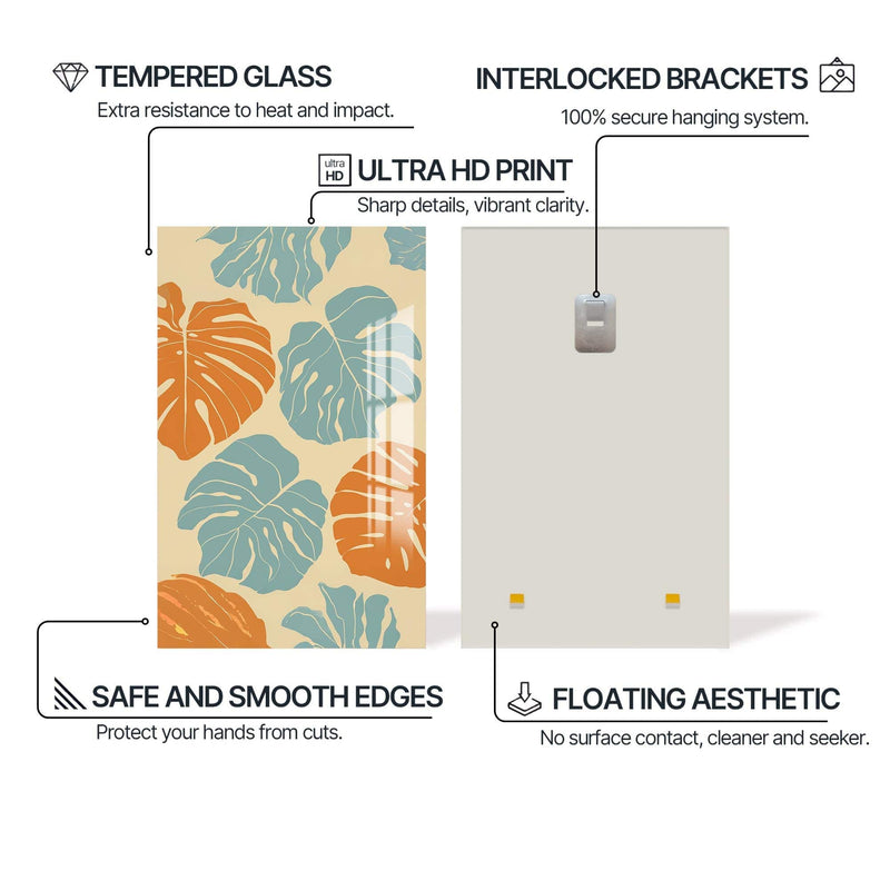 Artronauts Glass Print Coastal Monstera– Bohemian Tempered Glass Wall Art