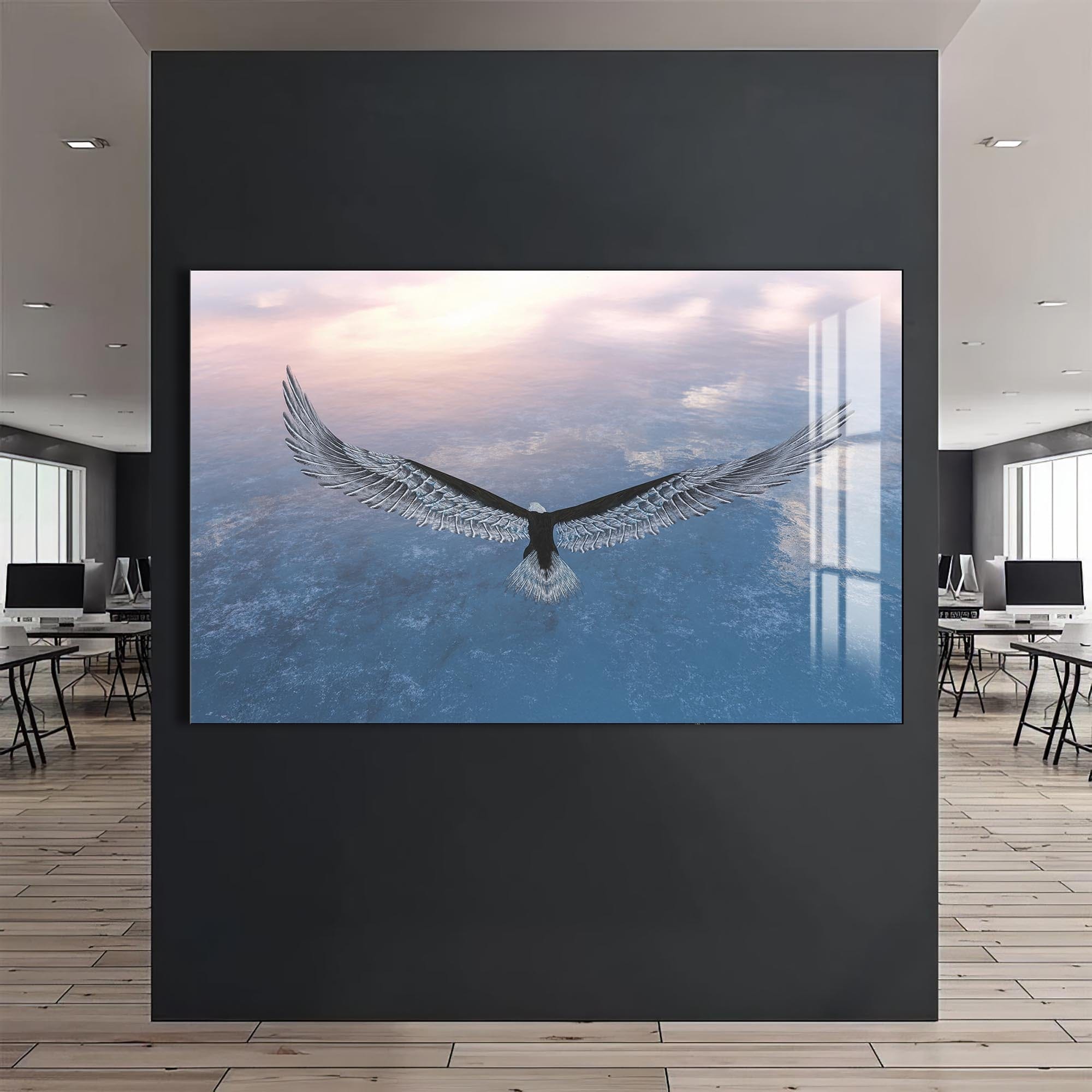 Artronauts Glass Print Soaring Eagle Above the Clouds – Animal Tempered Glass Wall Art