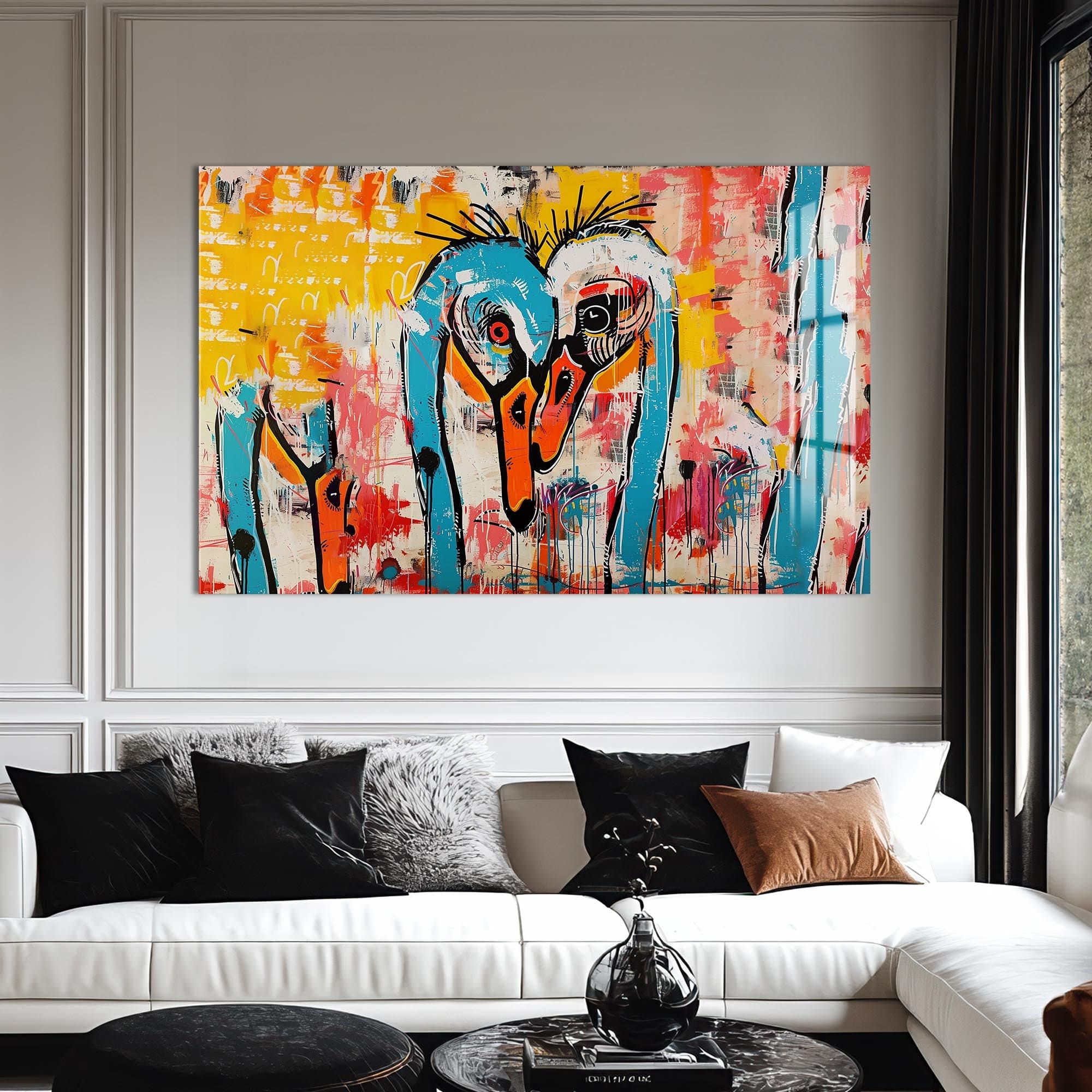 Artronauts Glass Print Abstract Crane Duo – Animal Tempered Glass Wall Art