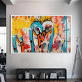Artronauts Glass Print S | 72x46 cm | 28.3"x18.1" / White Abstract Crane Duo – Animal Tempered Glass Wall Art