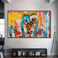 Artronauts Glass Print S | 72x46 cm | 28.3"x18.1" / Walnut Abstract Crane Duo – Animal Tempered Glass Wall Art