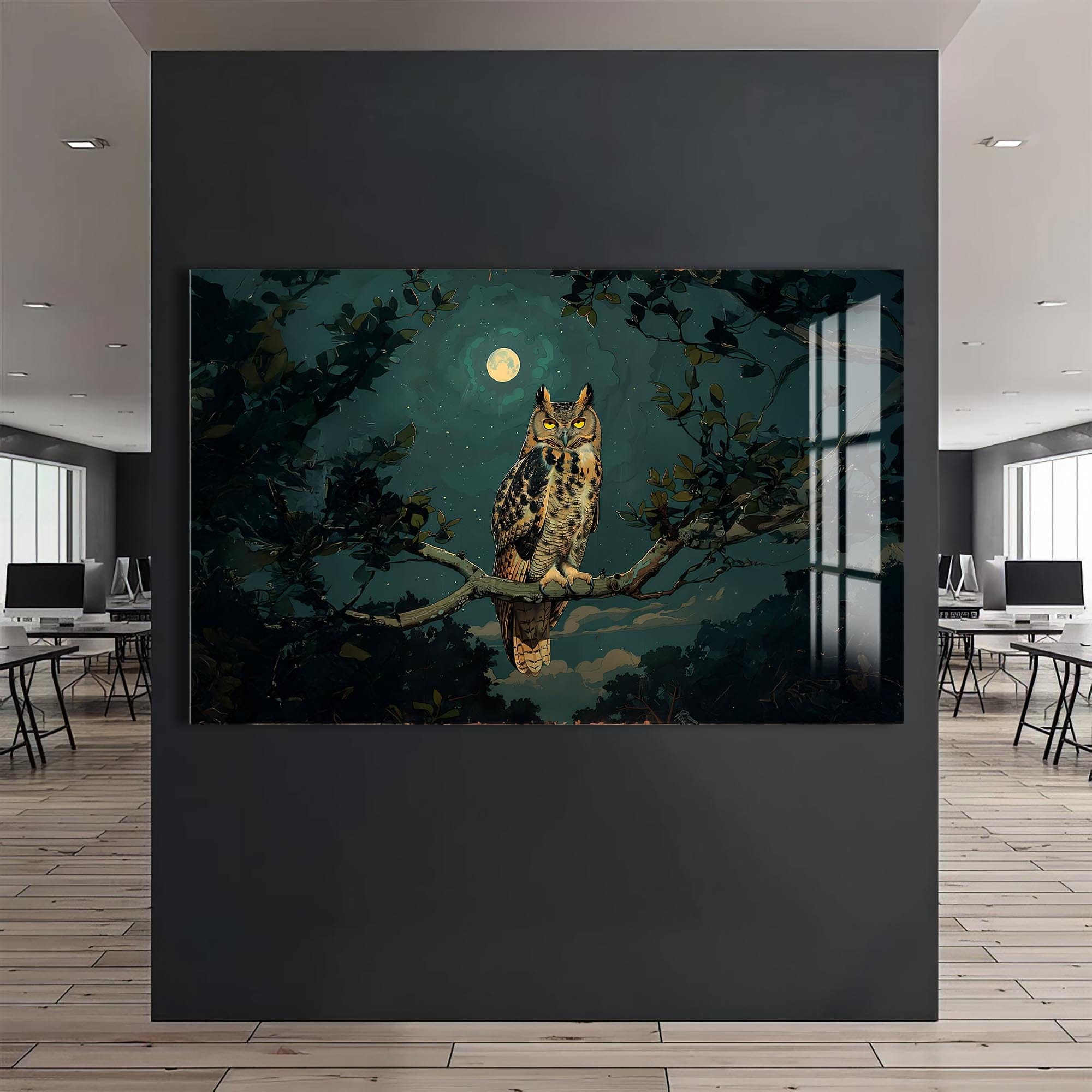 Artronauts Glass Print Moonlit Owl – Animal Tempered Glass Wall Art