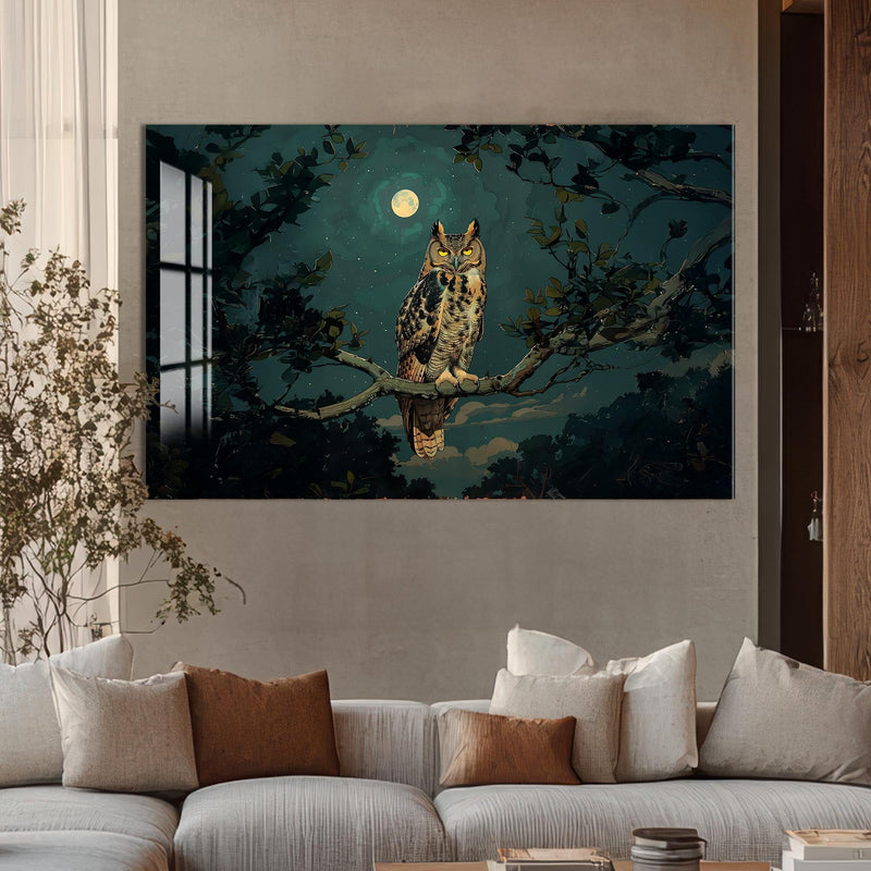 Artronauts Glass Print Moonlit Owl – Animal Tempered Glass Wall Art