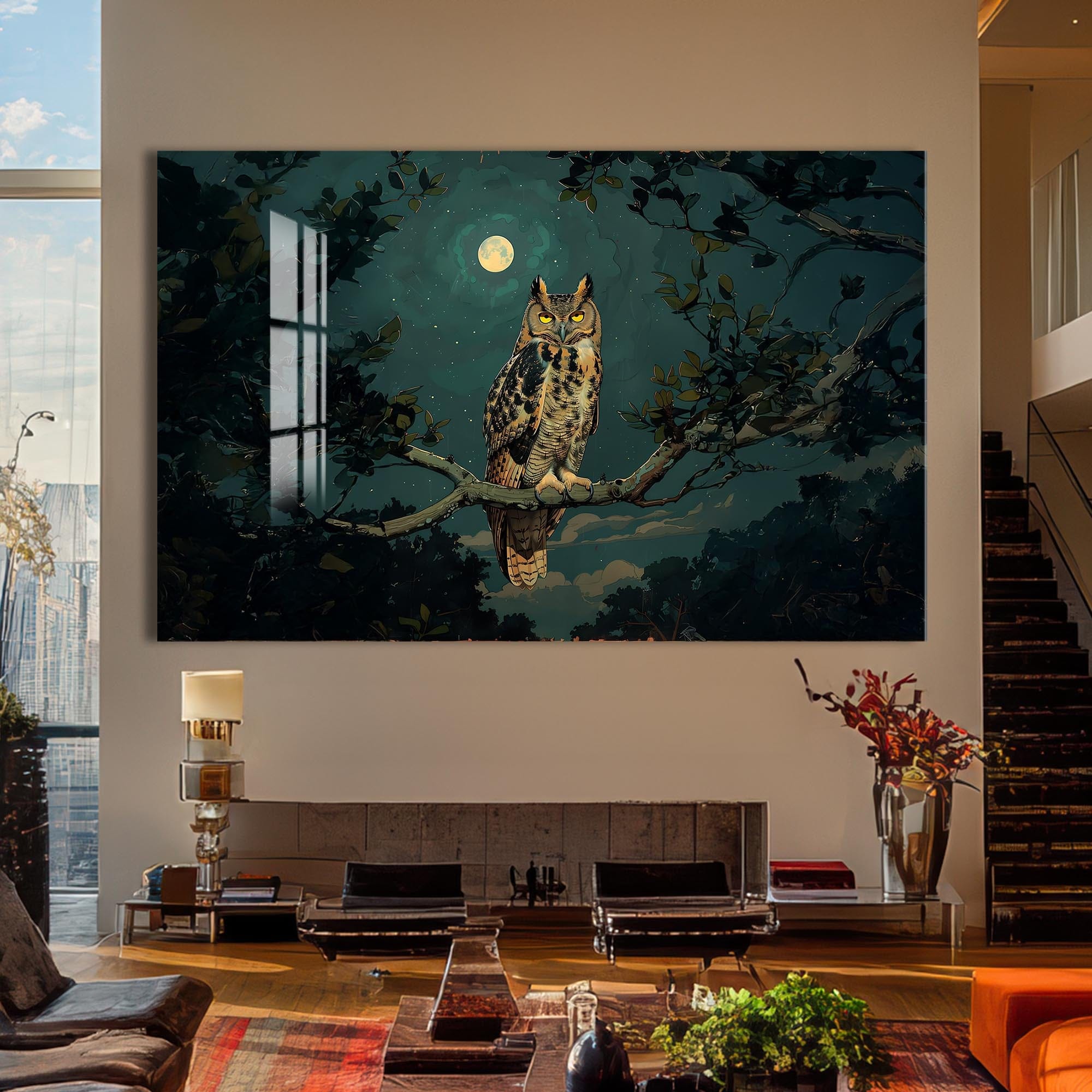 Artronauts Glass Print Moonlit Owl – Animal Tempered Glass Wall Art