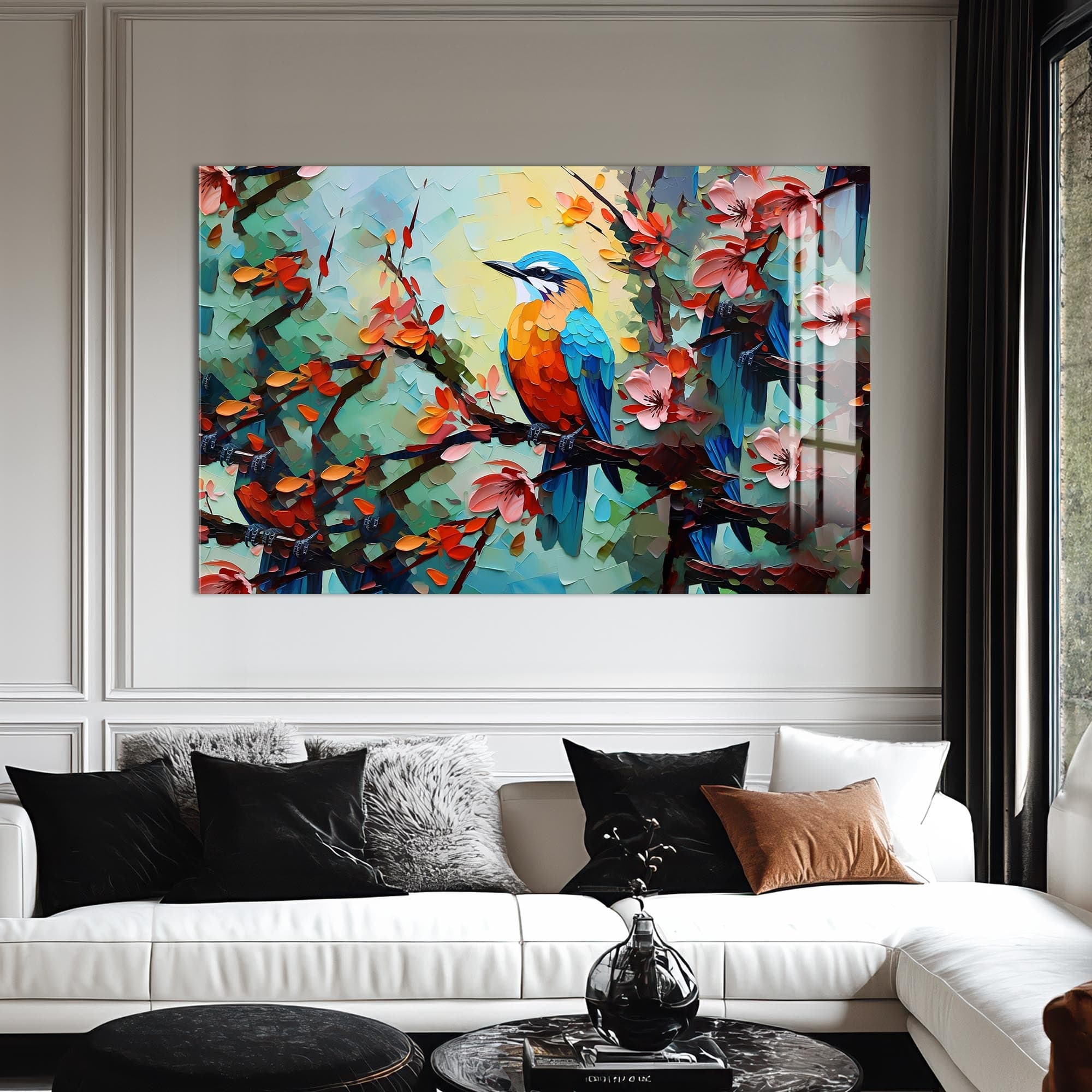 Artronauts Glass Print Colorful Spring Bird – Animal Tempered Glass Wall Art