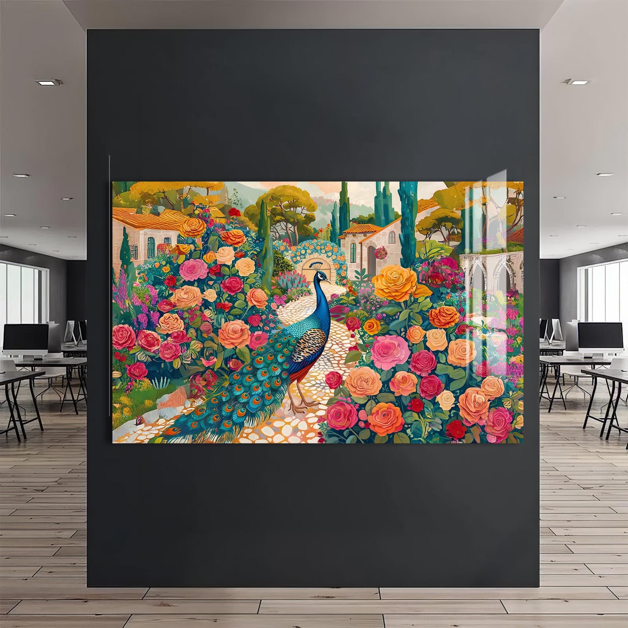 Artronauts Glass Print Garden Peacock – Animal Tempered Glass Wall Art