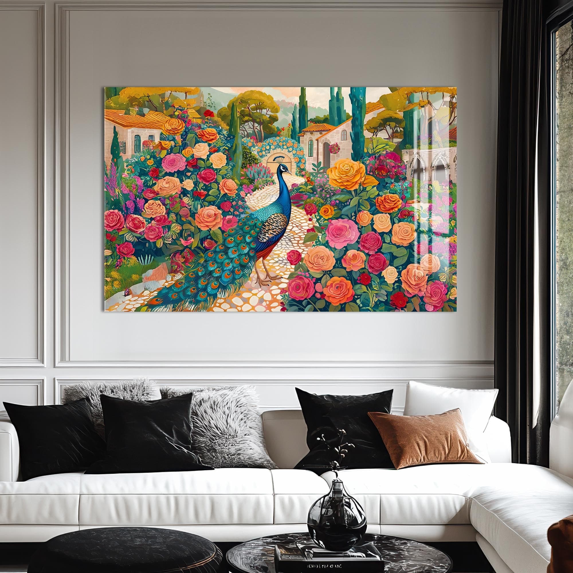 Artronauts Glass Print Garden Peacock – Animal Tempered Glass Wall Art