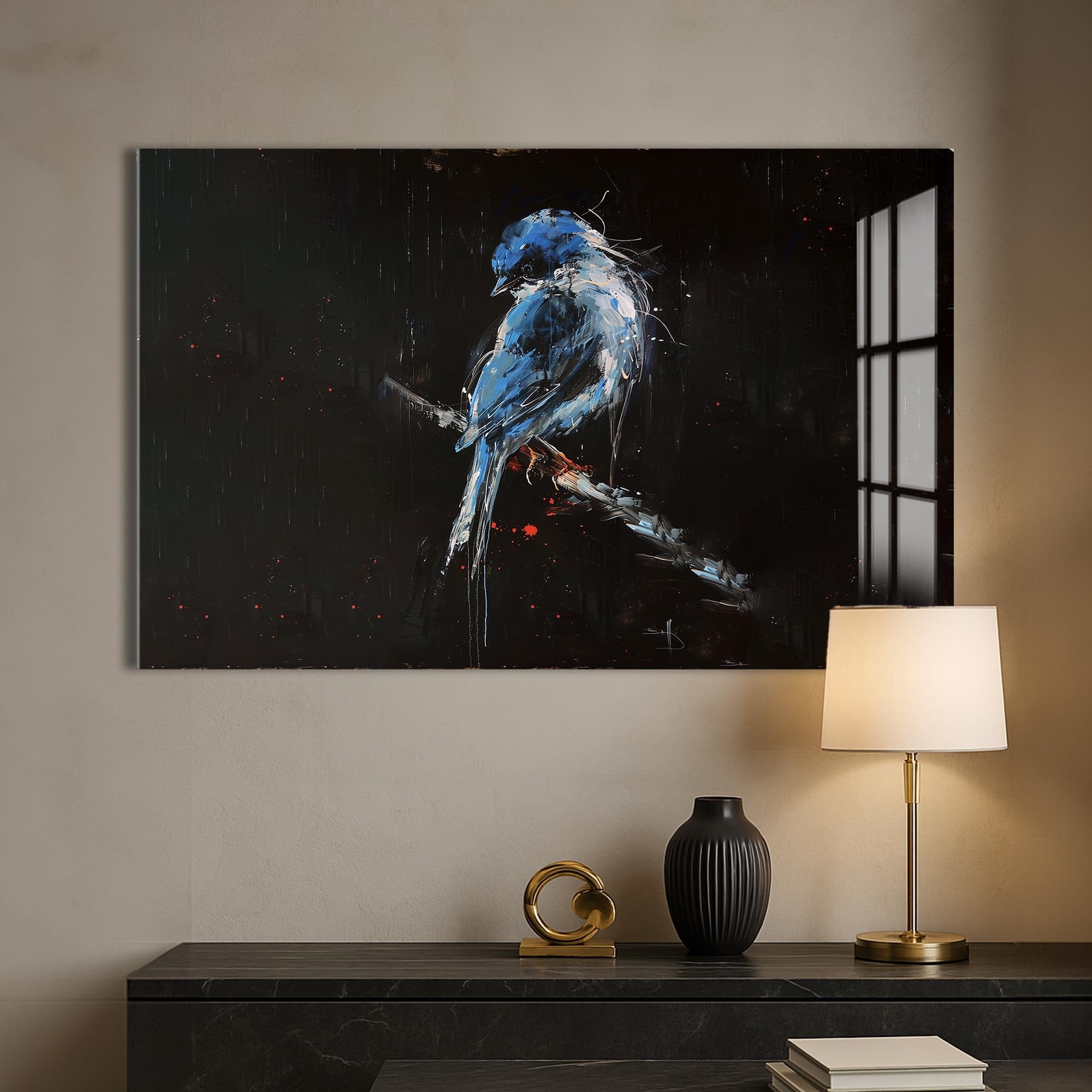 Artronauts Glass Print Blue Abstract Bird – Animal Tempered Glass Wall Art