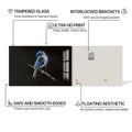 Artronauts Glass Print Blue Abstract Bird – Animal Tempered Glass Wall Art