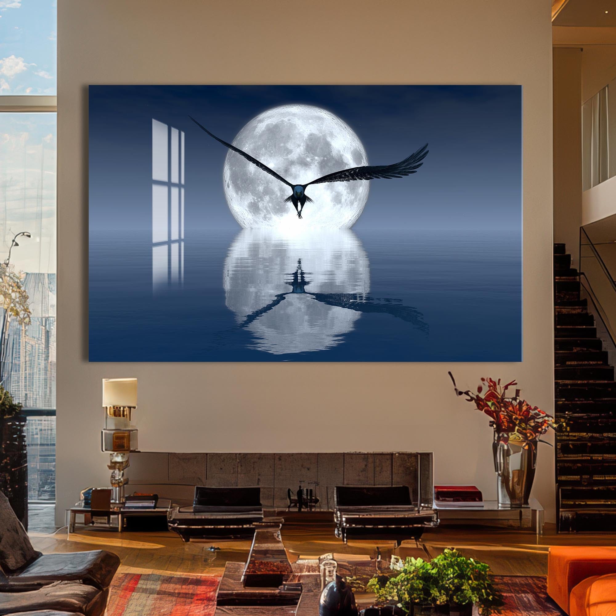 Artronauts Glass Print Moon Flight – Animal Tempered Glass Wall Art