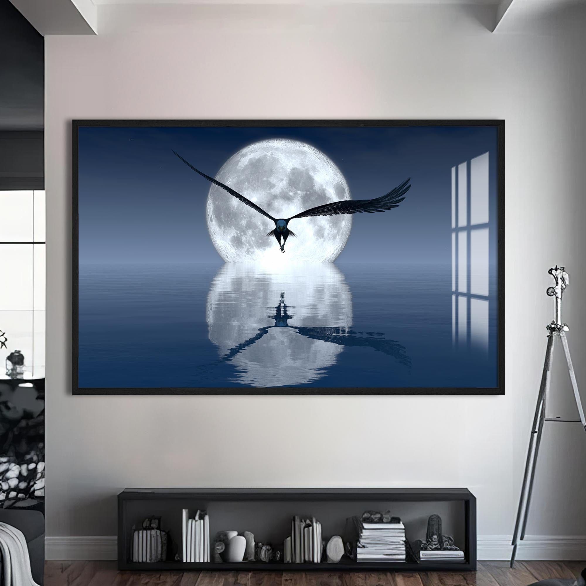 Artronauts Glass Print S | 72x46 cm | 28.3"x18.1" / Black Moon Flight – Animal Tempered Glass Wall Art