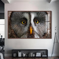 Artronauts Glass Print S | 72x46 cm | 28.3"x18.1" / Walnut Grey Owl Portrait – Animal Tempered Glass Wall Art