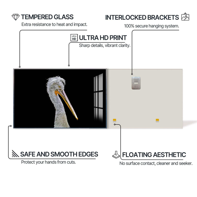 Artronauts Glass Print Striking Pelican Portrait – Animal Tempered Glass Wall Art