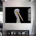 Artronauts Glass Print S | 72x46 cm | 28.3"x18.1" / White Striking Pelican Portrait – Animal Tempered Glass Wall Art