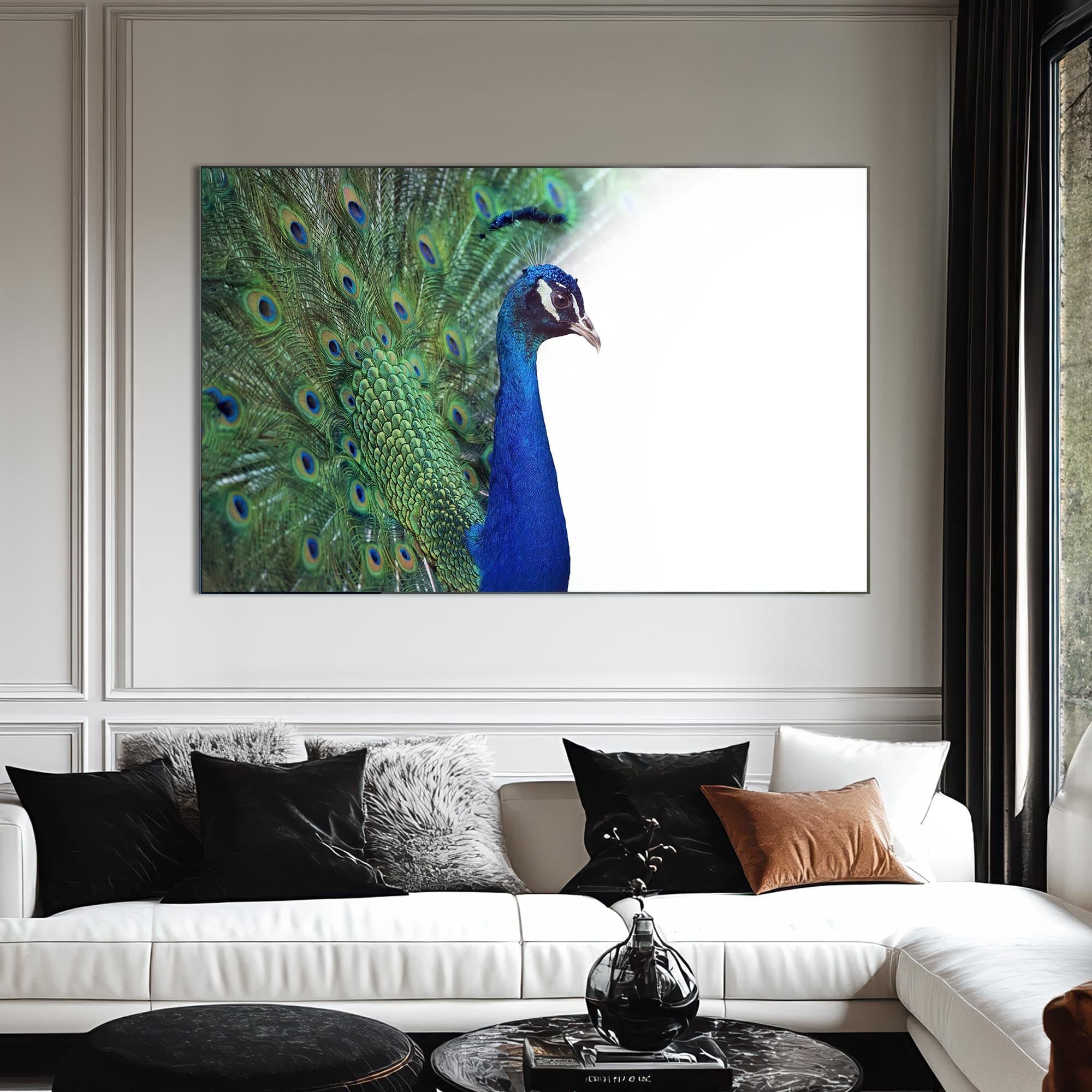 Artronauts Glass Print White Peacock Elegance – Animal Tempered Glass Wall Art