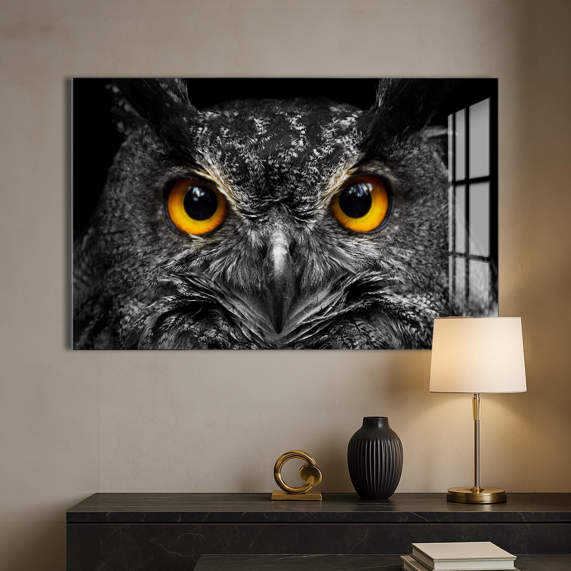 Artronauts Glass Print Owl Gaze – Animal Tempered Glass Wall Art
