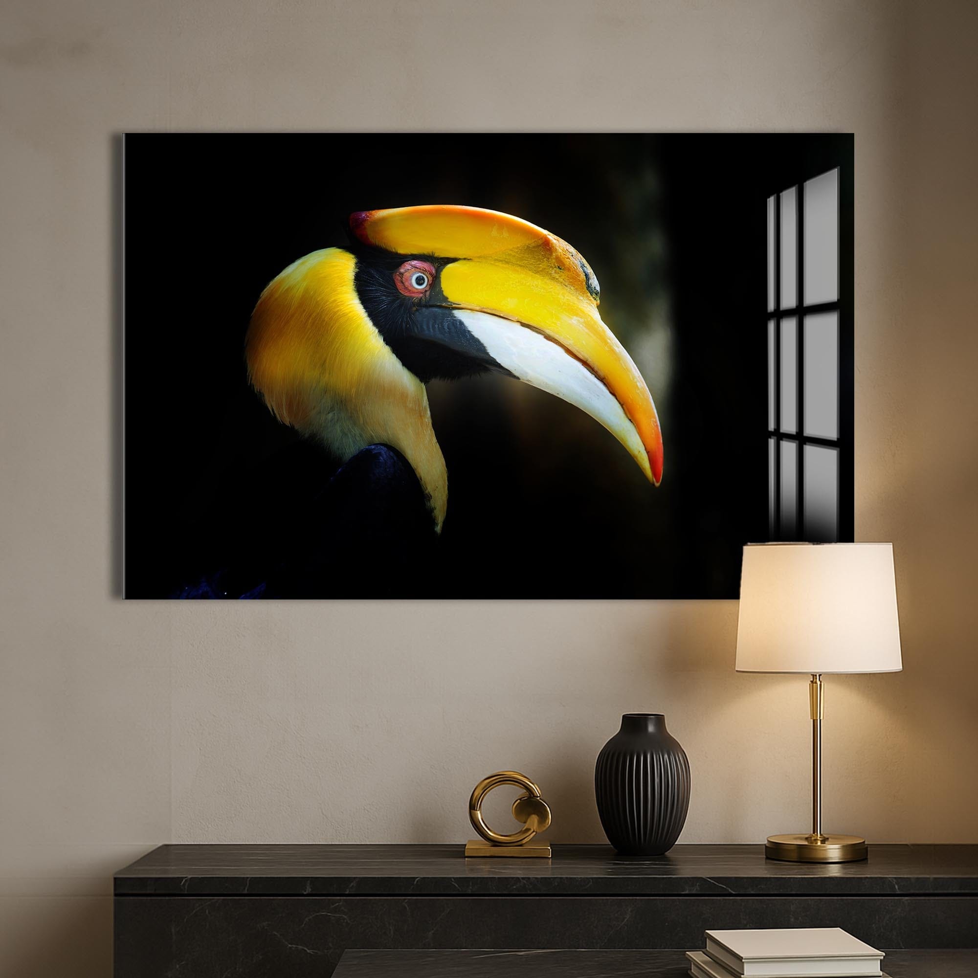 Artronauts Glass Print Yellow Hornbill Portrait – Animal Tempered Glass Wall Art