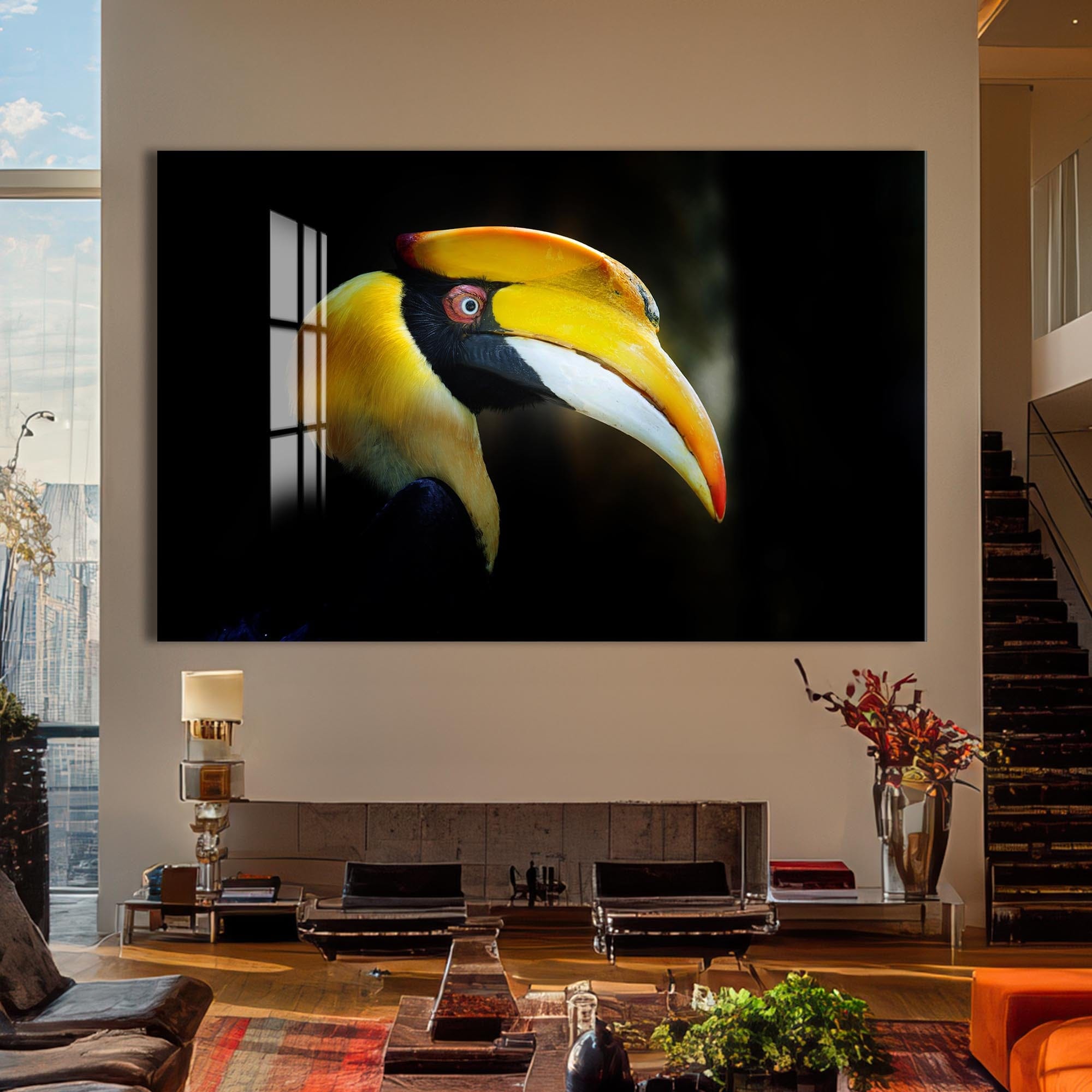 Artronauts Glass Print Yellow Hornbill Portrait – Animal Tempered Glass Wall Art
