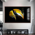 Artronauts Glass Print S | 72x46 cm | 28.3"x18.1" / Walnut Yellow Hornbill Portrait – Animal Tempered Glass Wall Art