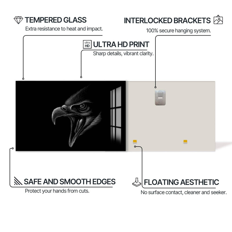 Artronauts Glass Print Screaming Eagle Sketch – Animal Tempered Glass Wall Art