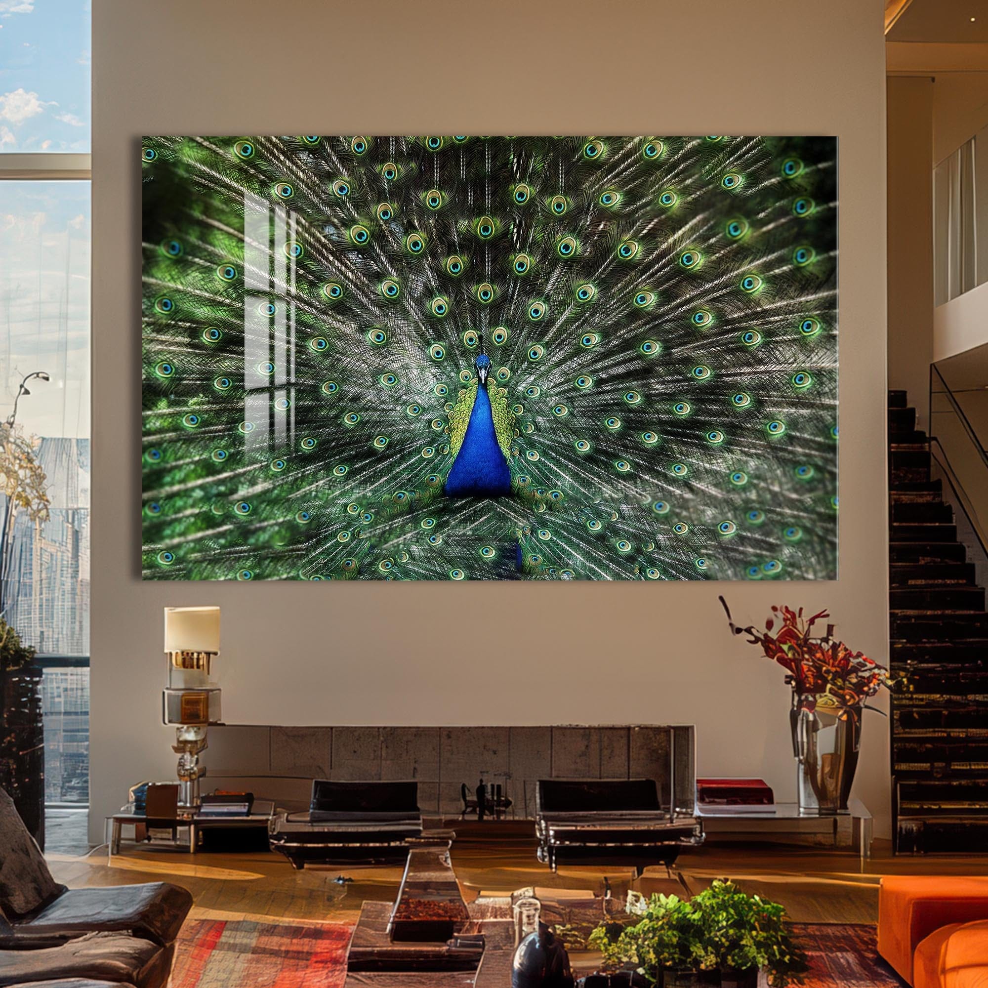 Artronauts Glass Print Peacock Feathers Spread – Animal Tempered Glass Wall Art