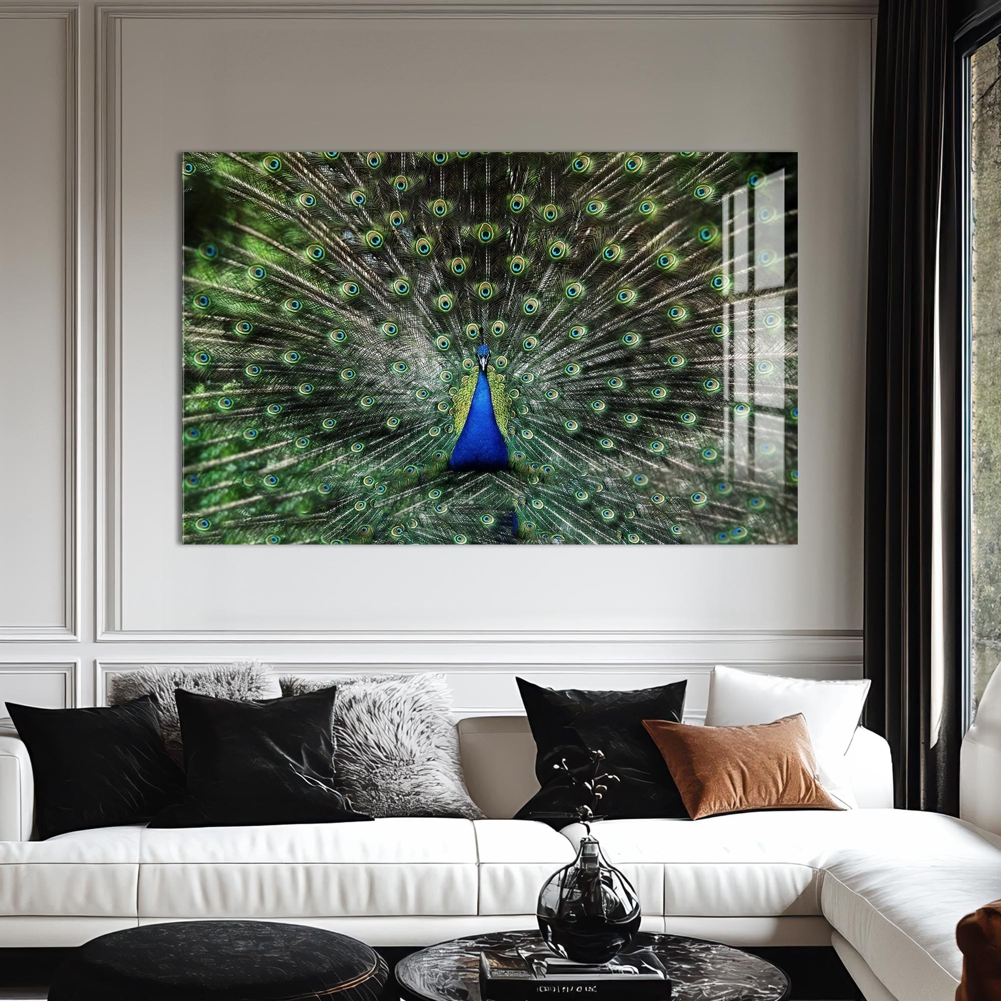 Artronauts Glass Print Peacock Feathers Spread – Animal Tempered Glass Wall Art