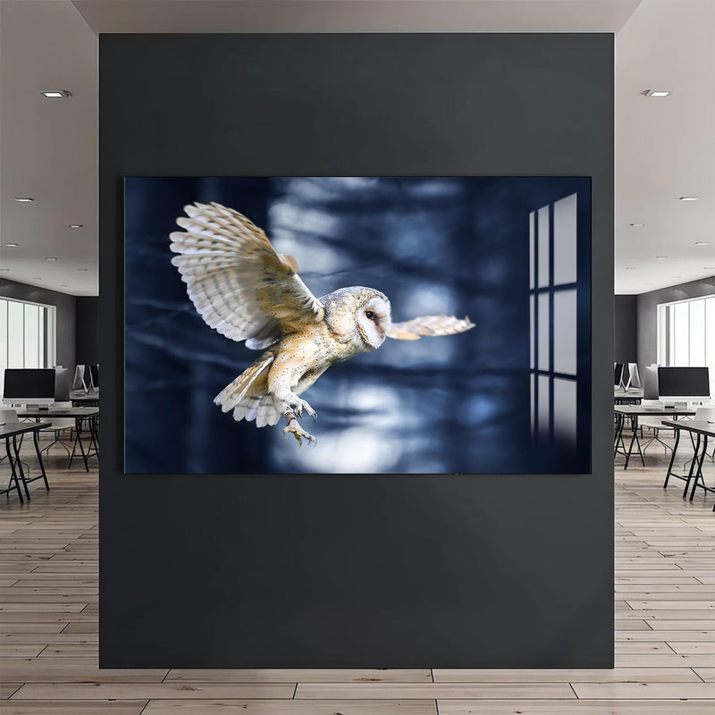 Artronauts Glass Print Owl in the Midnight Forest – Animal Tempered Glass Wall Art
