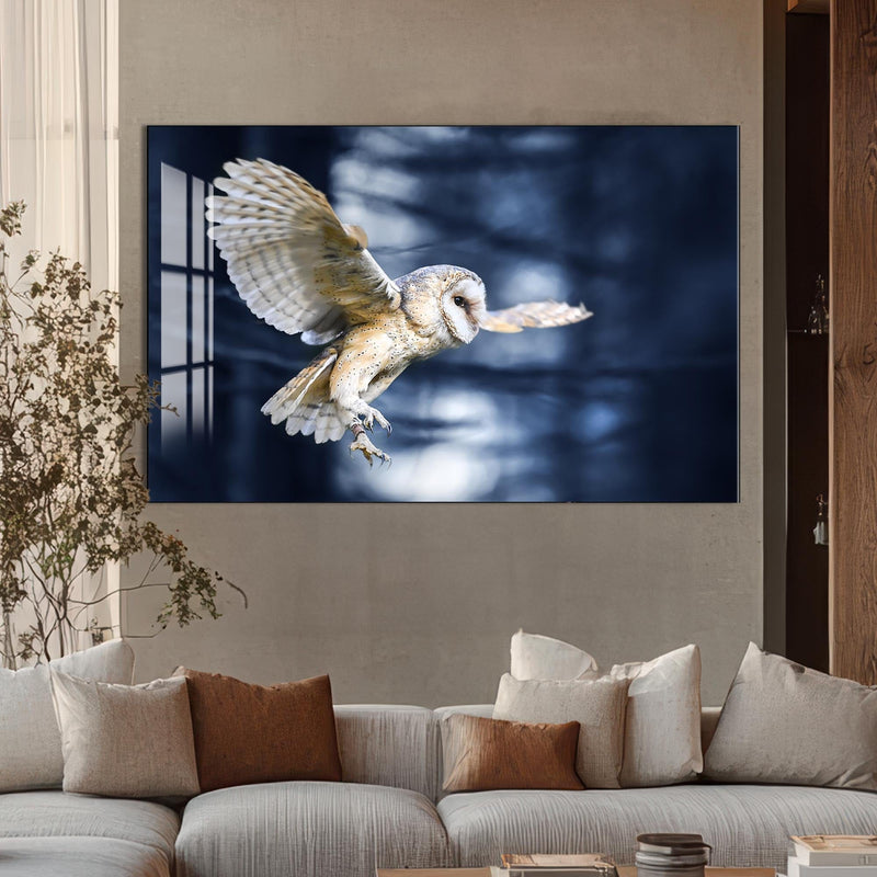 Artronauts Glass Print Owl in the Midnight Forest – Animal Tempered Glass Wall Art