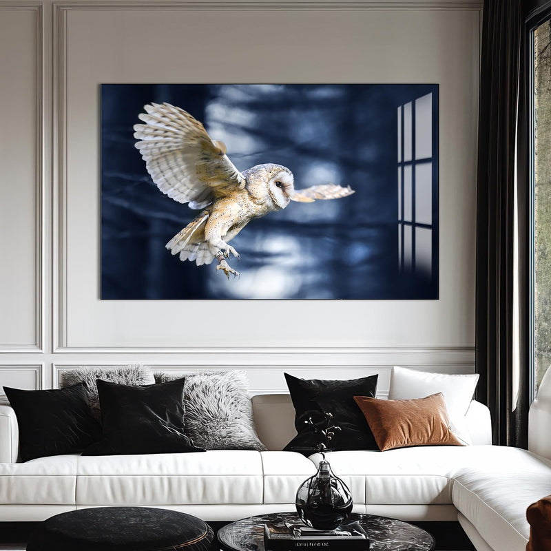 Artronauts Glass Print Owl in the Midnight Forest – Animal Tempered Glass Wall Art