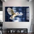Artronauts Glass Print S | 72x46 cm | 28.3"x18.1" / White Owl in the Midnight Forest – Animal Tempered Glass Wall Art