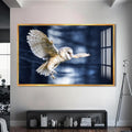 Artronauts Glass Print S | 72x46 cm | 28.3"x18.1" / Gold Owl in the Midnight Forest – Animal Tempered Glass Wall Art