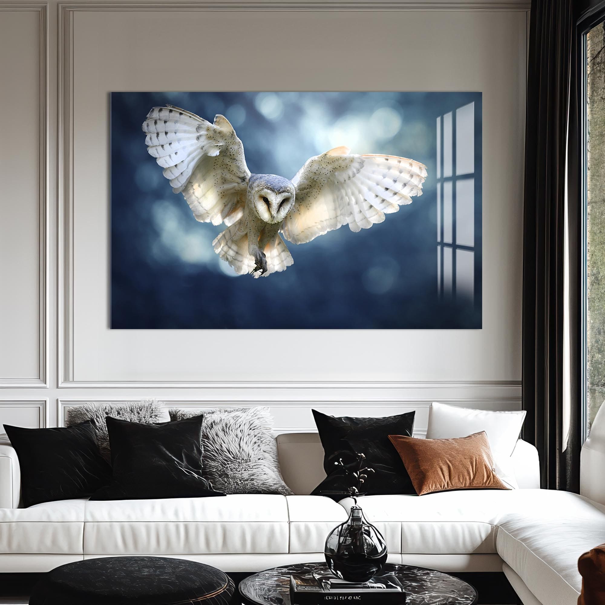 Artronauts Glass Print Glowing Barn Owl – Animal Tempered Glass Wall Art