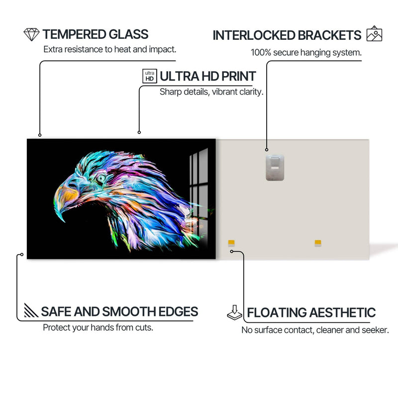 Artronauts Glass Print Colour Splash Eagle Portrait – Animal Tempered Glass Wall Art
